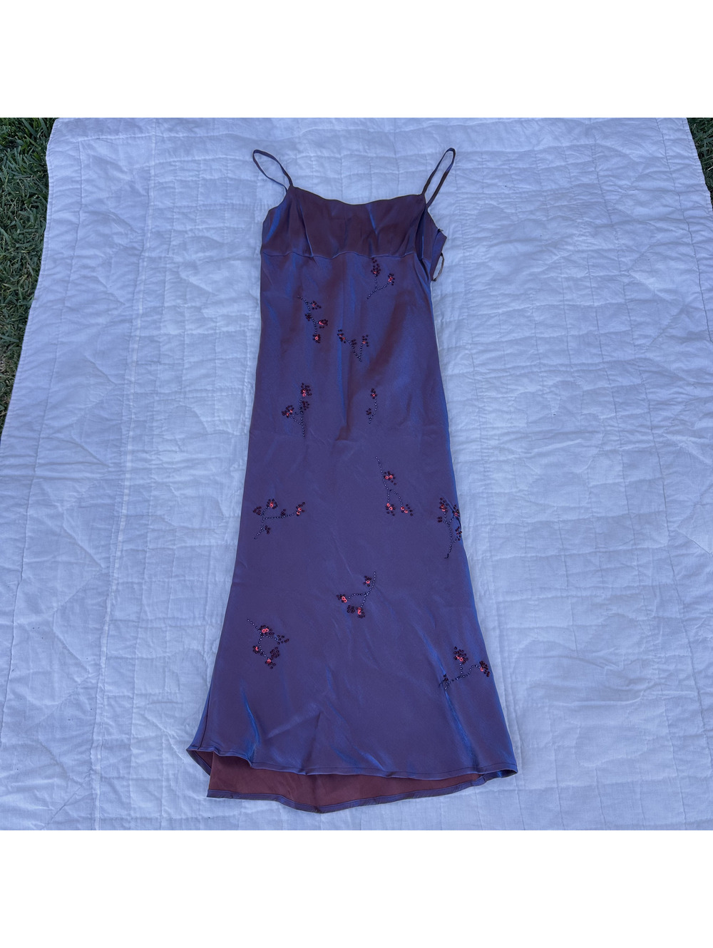 Vintage Rayon and Embroidered Dress | Forever 21 Faux Silk